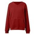 thumbnail image 5 of UJNDER Women's Pullover Sweatshirt Soft Thermal Winter Wear Cozy Oversized Crewneck Top with Pockets for Casual Athletic Comfort Red XL, 5 of 5
