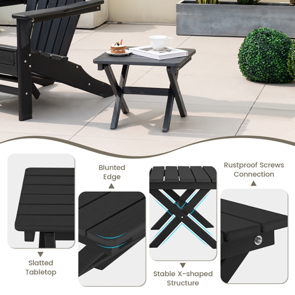 Aimee Lii Outdoor Folding Side Table Foldable Weather-Resistant HDPE Table, Outdoor Patio Furniture, Black Aimee Lii Outdoor Folding Side Table Foldable Weather-Resistant HDPE Table, Outdoor Patio Furniture, Black