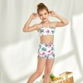 thumbnail image 6 of AJZIOJIRO Kids Print Swimsuit for Teen Girls , High Waisted Bathing Suit 3 Piece Set Girls Black Swimsuit Bikini Set, 6 of 7