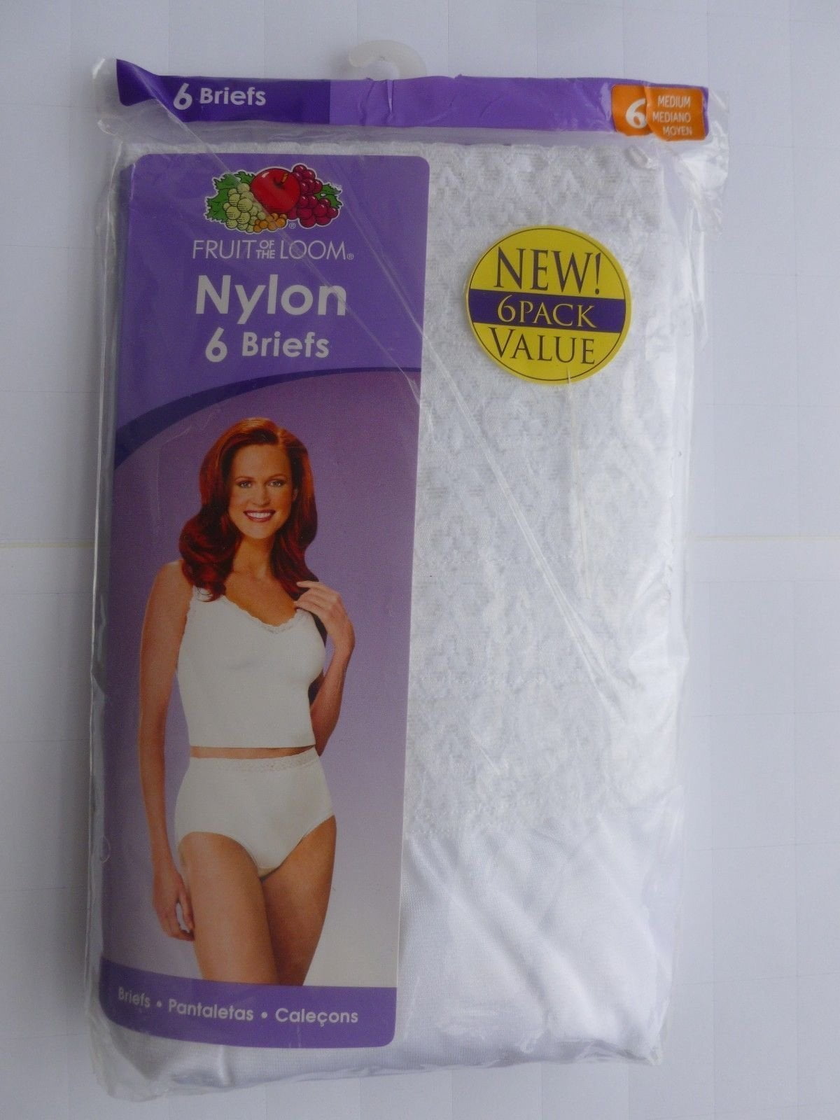 Fruit of the Loom Women's Nylon Brief Underwear, 6 Pack, Sizes 6-10