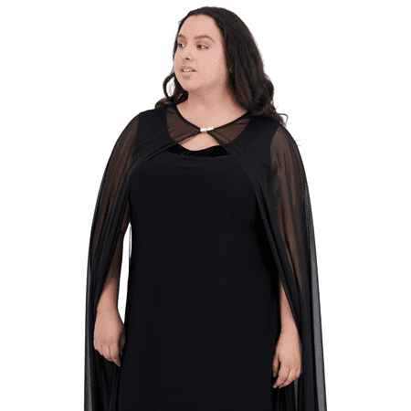 R&M Richards Chiffon Cape with Rhinestone Clasp - Plus