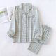 thumbnail image 2 of 2024 Spring/Summer Couple Pajama Set 100% Cotton Double Layer Gauze Men's and Women's Japanese Plaid Set Long sleeved Home Fury, 2 of 4