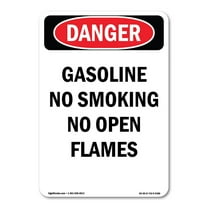OSHA Danger Sign -  Gasoline No Smoking No Open Flames | Plastic Sign | Protect Your Business, Construction Site, Warehouse & Shop Area |  Made in The USA