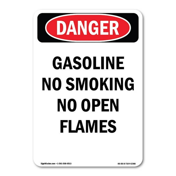 OSHA Danger Sign -  Gasoline No Smoking No Open Flames | Plastic Sign | Protect Your Business, Construction Site, Warehouse & Shop Area |  Made in The USA
