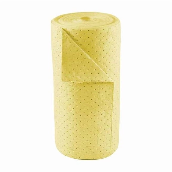 Sorbent Roll, 26 gal, 30 in x 150 ft, Harsh Chemicals, Yellow, Polypropylene