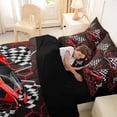 thumbnail image 4 of Erosebridal Cool Race Car Bedding Comforter Set for Kids Boys, Gradient Red Honeycomb Queen Bedding Sets, Black Reversible, 7pcs, 4 of 6