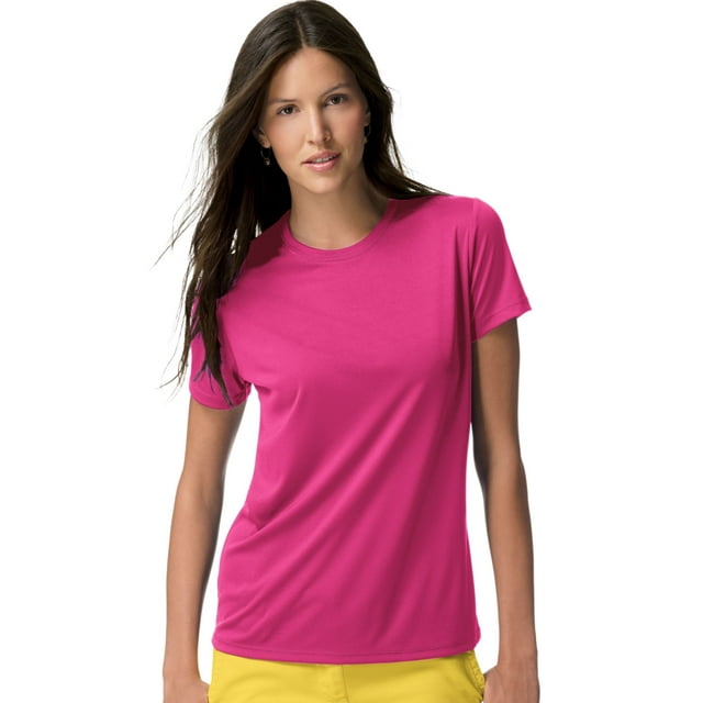 Hanes Cool DRI T-Shirt Femme, G, Wow Rose