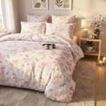 thumbnail image 2 of JOLUSERE 3-Piece Pink Flowering Crabapple Comforter Queen Set, Soft Plants Aesthetic Bedding Set for Adults, 2 of 9