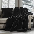 thumbnail image 5 of EVERGRACELuxury Soft Faux Chinchilla Fur Throw Blanket for Couch, Warm Thick Heavy Winter Throw Blanket 1220GSM for Bed, Fluffy Cozy Mink Blanket with Reversible Velvet, Black Noir Mink, 60"x80", 5 of 8
