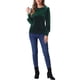 thumbnail image 2 of BLUSA de terciopelo INSPIRAR CHIC para mujer, de cuello redondo, manga larga abullonada, top casual, color verde oscuro, 2 of 6