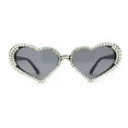 thumbnail image 2 of Womens Iridescent Rhinestone Bling Bubbly Heart Shape Sunglasses Black, 2 of 4
