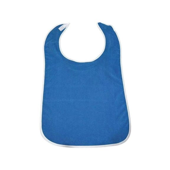SIYTUAU Adult Dining Bib In Blue Color Soft Polyester Fabric 29.53 X 17.72 Inches For Elderly Care Meal Assistance Waterproof Stain Resistant Reusable Bib Blue