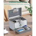 thumbnail image 3 of Medicine Lock Box First Aid Box with Combination Lock Handle & Shoulder Strap Portable Medication Lock Box x x .Silver Aluminum Alloy Storage Box, 3 of 8