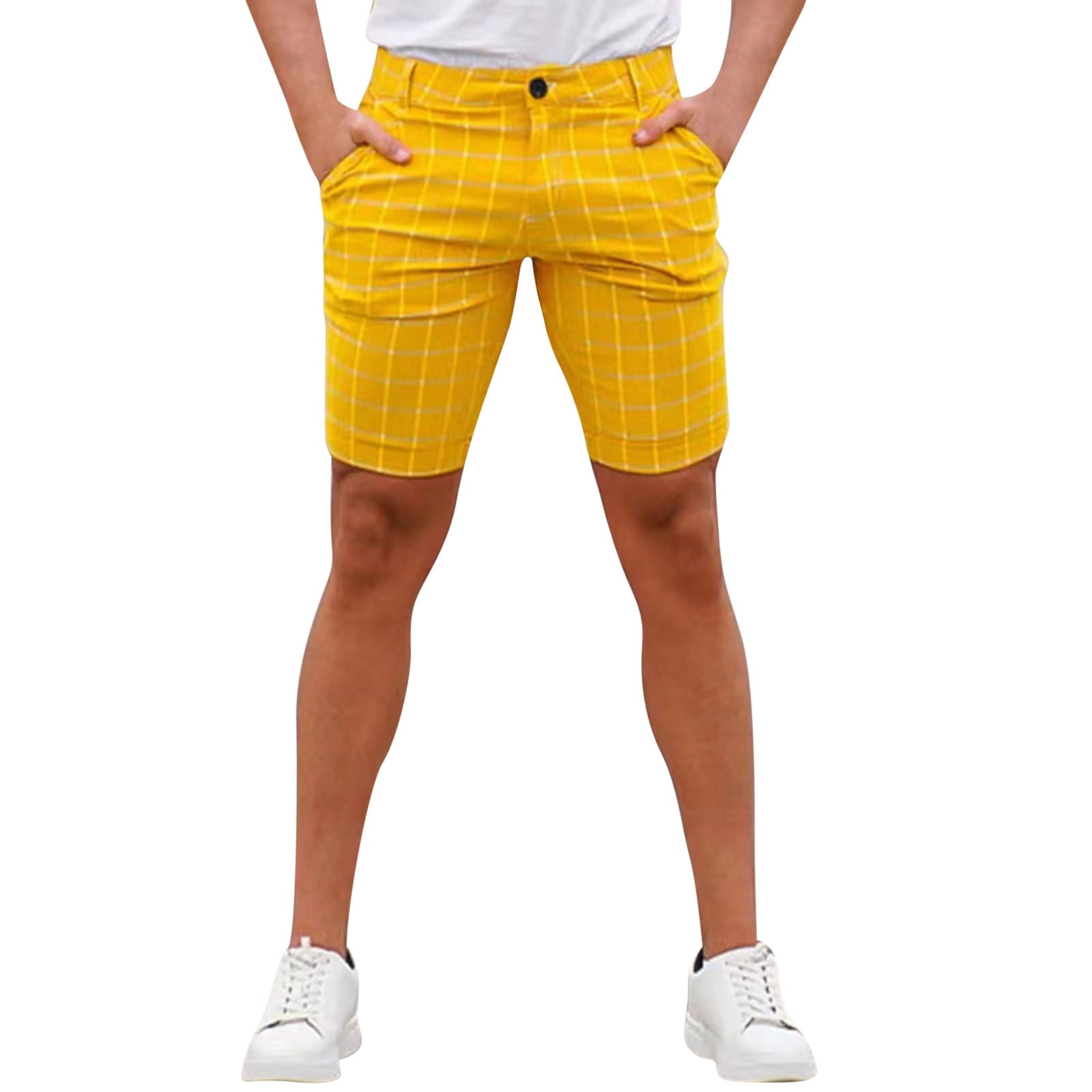 Gubotare Mens Summer Fashion Casual Plaid Button Zipper Suit