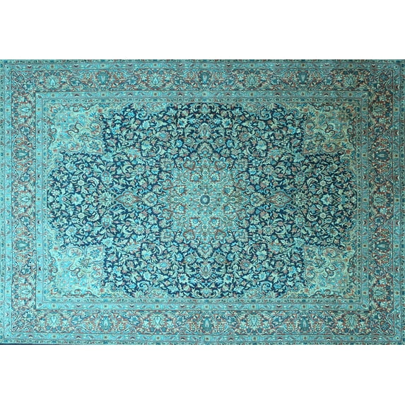 Ahgly Company Indoor Rectangle Medallion Light Blue Traditional Area Rugs, 2' x 5'