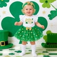 thumbnail image 2 of XAOFW Girl's Outfits Sets St Patrick's Day Fly Sleeve Crewneck Romper And Polka Dot Skirts Kids Two Piece Outfits Holiday Vacation Soft Breathable Baby Clothes Sets, 2 of 8