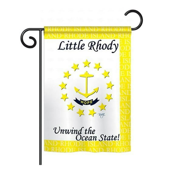 Breeze Decor BD-SS-GS-108142-IP-BO-D-US13-BD 13 x 18.5 in. Rhode Island Americana States Impressions Decorative Vertical Double Sided Garden Flag Set with Banner Pole