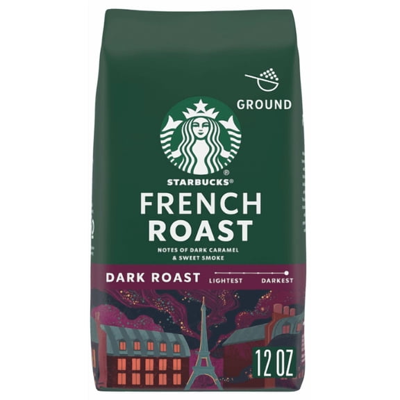 Starbucks French Roast Ground Coffee, Dark Roast 12 oz Bag (Pack of 48)