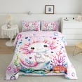 thumbnail image 2 of Manfei Pink Axolotl Bedding Full Comforter Set,Magic Animal Down Comforter,Watercolor Coral Bedding Sets Full with Comforter,Super Cozy Bedroom Decor Reversible,3 Pieces, 2 of 7