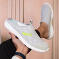 thumbnail image 5 of Men's Backless Slip On Sneakers Walking Shoes Lightweight Close Toes Sandals with Arch Support Breathable Canvas Clogs Gray Size 10, 5 of 6