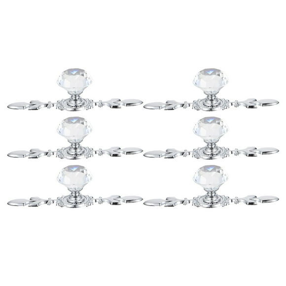 6Pcs Metal Drawer Knobs Crystal Cabinet Handle Wardrobe Drawer Pull Knob Dresser Drawer Knobs