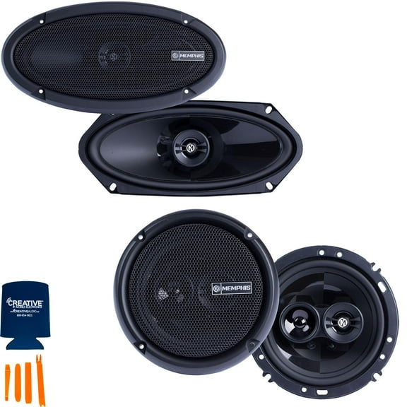 Memphis Audio 1 Pair of PRX410 4X10" Coaxial Speakers and 1 Pair of PRX603 6.5" 3-Way Coaxial Power Reference Series Speakers