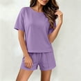 thumbnail image 3 of FAHUOMU Womens Pajamas Set 2 Piece Short Sleeve Crewneck Tops With Elastic Waist Shorts Sleepwear Soft Breathable Loungewear, 3 of 10