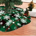 thumbnail image 5 of Christmas Tree Skirt - Santa Claus & Snowflake Print Exquisite Tree Bottom Decoration, Soft Plush Fabric Tree Skirt for home Decor, Fits All Sizes of Christmas Trees, 35.43in, Green, 5 of 6