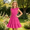 thumbnail image 5 of WOYY Girls Ruffles Sleeveless Tiered Dress Casual Party A-Line Midi Sundress, Sizes 5-14, 5 of 5
