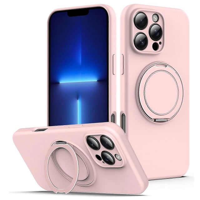 For iPhone 13 Pro Max Case Compatible with MagSafe Metal Kickstand PC + Silicone Phone Cover - Grey