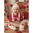 thumbnail image 4 of BemeyourBBs Newborn Baby Boys Valentines Day Outfits Lover Boy Letters Embroidery Long Sleeve Romper with Overalls Pants Set Cute Infant Spring Clothes, 4 of 9