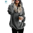 thumbnail image 3 of Deago Women's Oversized Fuzzy Casual Loose Sweatshirt Pullover Hoodies Long Sleeve Sweater with Pockets Outwear M-3XL, 3 of 5