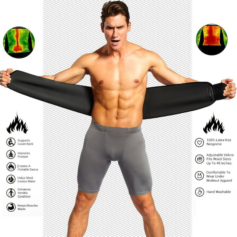Men Waist Trimmer Belt - Premium Stomach Fat Burner Wrap and Waist Traine