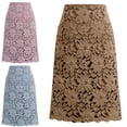 thumbnail image 4 of Joernso Bodycon Skirt Hollow Out Lace Elegant A-line High Waist Knee Length Skirt for Office, 4 of 8