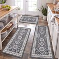 thumbnail image 1 of Juego de alfombras de cocina HEBE Boho de 3 piezas con alfombra antideslizante y lavable, 1 of 7