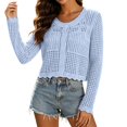 thumbnail image 4 of PBFRDSJ Long Sleeve Cardigan for Women Knit Crochet Button Down Sun Protection Cover Up Trendy Summer Sweaters for Casual Vacation, 4 of 6