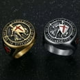 thumbnail image 2 of K-KED Men's Vintage Templar Knight Red Cross Shield Stainless Steel Rings Size 7-13-Gold-13, 2 of 8