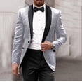 thumbnail image 2 of Men's Slim Fit Sequin Tuxedo Jacket Shawl/Peak Lapel One Button Blazer Sparkly Party Prom Wedding Dinner Suit Coat, 2 of 3