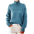 thumbnail image 1 of FAIWAD Women's Sweaters Turtleneck Long Sleeve Ribbed Cable Knit Solid Color Baggy Pullover Tops, 1 of 4