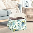 thumbnail image 3 of Yayeee Collapsible Cube Storage Bin with Lid Fabric Closet Decorative Basket with Handles, Peacock Feather, 3 of 7