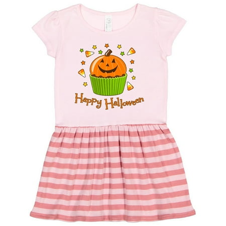 

Inktastic Happy Halloween- cute pumpkin cupcake Gift Toddler Girl Dress