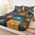 thumbnail image 5 of Homewish Sun Moon Patchwork Bed Sheets, Hippie Celestial Full Size Sheets, 4pcs, 1 Flat Sheet, 1 Fitted Sheet and 2 Pillowcases, 5 of 6