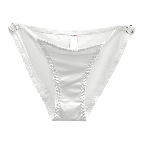 Ropa interior femenina con lazo francés y abertura - Satén sin costuras de cintura baja, tallas M-XL con cintura/longitud - Diseño de braguitas triangulares con botones