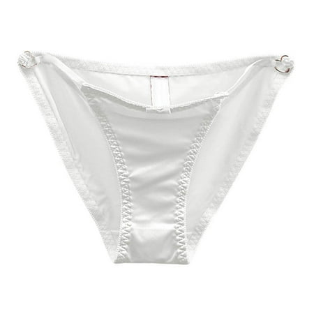 White Medium French Bow Hollow Womens Cotton String Bikini Underwear Out Underwear for Women Thong Lot Large with Low Waist Seamless Satin Surface and A Pure Desire for L