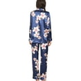 thumbnail image 5 of Biekopu Women Imitation Silk Pajamas Lounge Set,Flower/Heart/Dot Print Long Sleeve Shirts Tops +Pants, 5 of 5