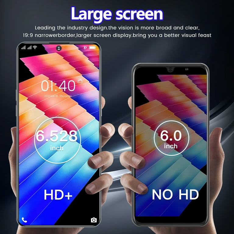 Telefoon zonder contract, 4G LTE Android-telefoon, 6,52 inch scherm, Dual SIM, Dual camera, 4GB RAM 64GB ROM / TF256 GB, Voor beginners (blue