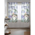 thumbnail image 3 of Spring Gnomes Curtains 72 Inch Length, Sheer Curtains for Bedroom Living Room Window Botanical Flowers Purple Buffalo Plaid Rod Pocket Voile Drapes Kitchen Curtains Small Half Window 52"x72" 2 Panels, 3 of 6