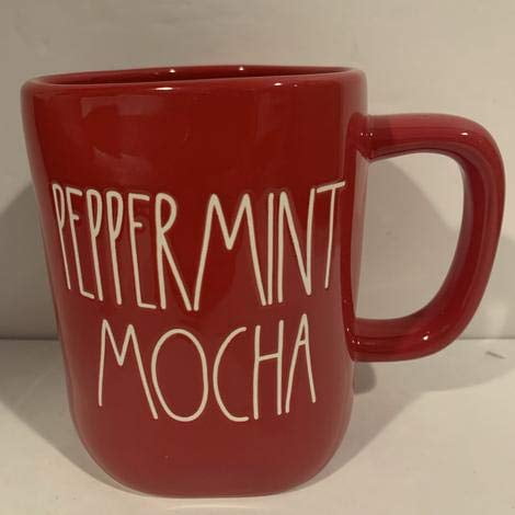 Rae Dunn Tasse à Café Moka à la Menthe Poivrée - Rouge Intégral - Cadeau - Céramique