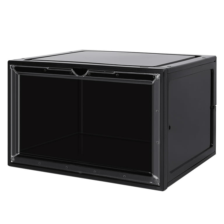 8-Pair Black Foldable Stackable Storage Plastic Shoe Boxes
