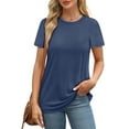 thumbnail image 2 of MOSHU 3 Pack T-Shirts for Women Short Sleeve Summer Womens Tops Casual Curved Hem Shirts Beach Outfits, 2 of 9